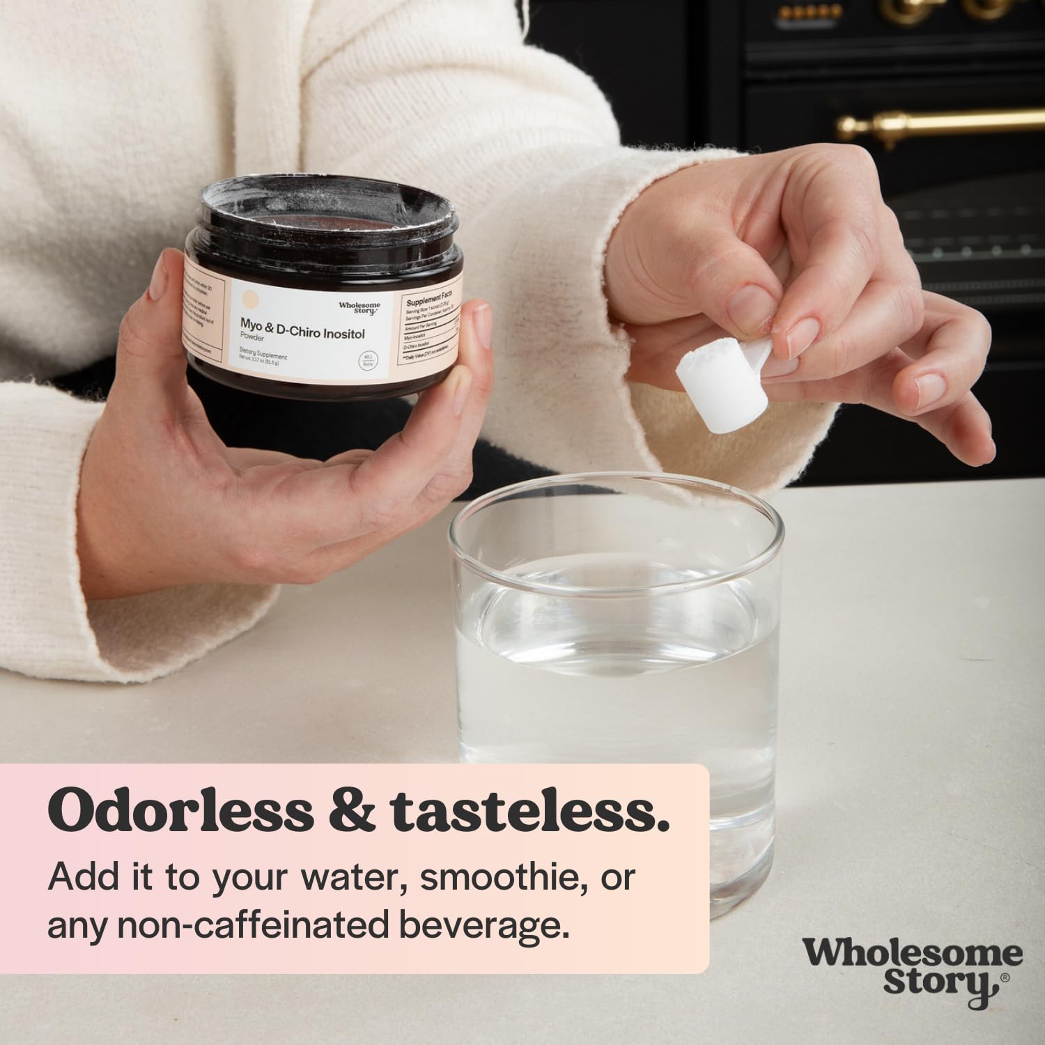 Wholesome Story Myo Inositol Powder in a lifestyle setting