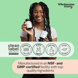 Wholesome Story Saw Palmetto Supplement on a wooden table