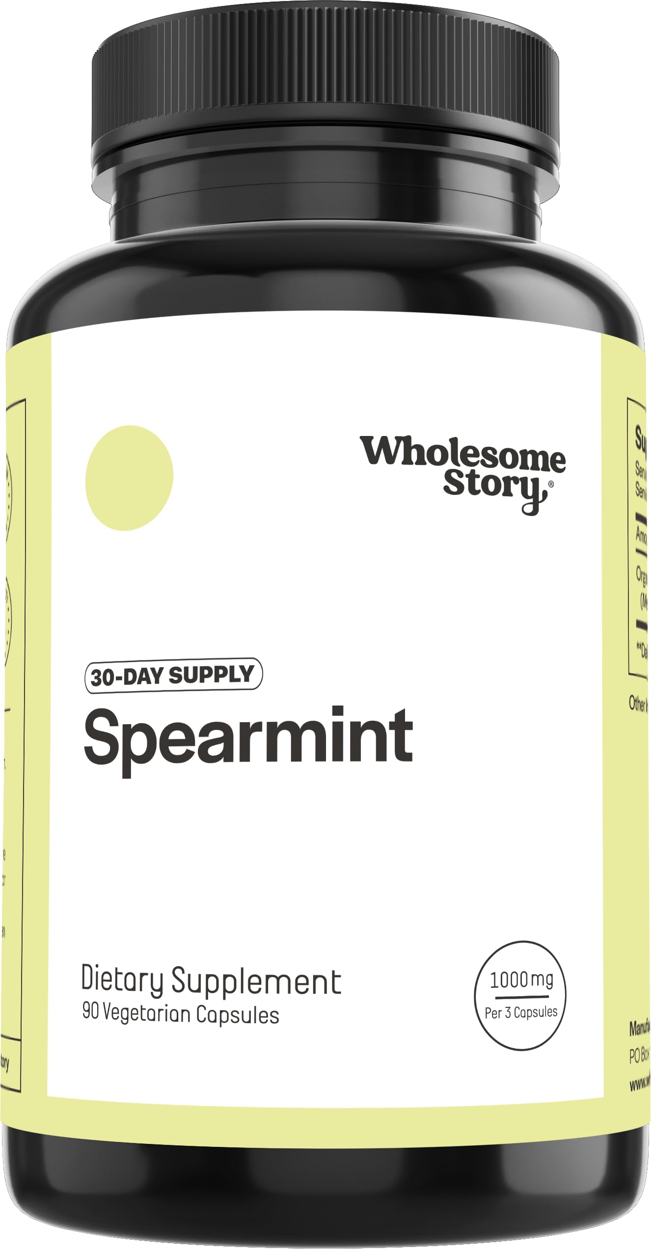 Wholesome Story Vegan Spearmint Capsules bottle front view