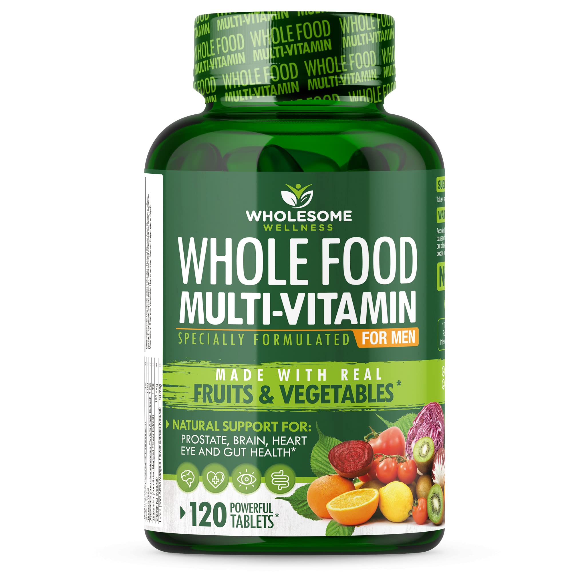Wholesome Wellness Men's Whole Food Multivitamin front view