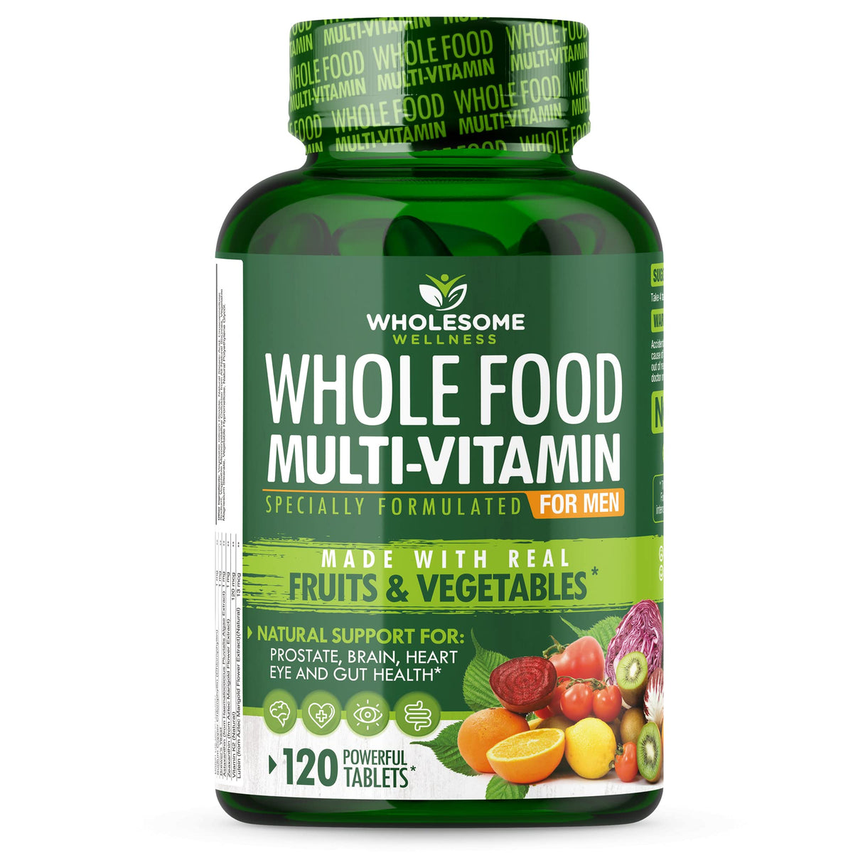 Wholesome Wellness Men's Whole Food Multivitamin front view