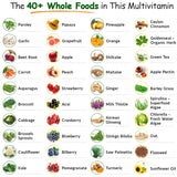 Wholesome Wellness Men's Whole Food Multivitamin with fresh fruits