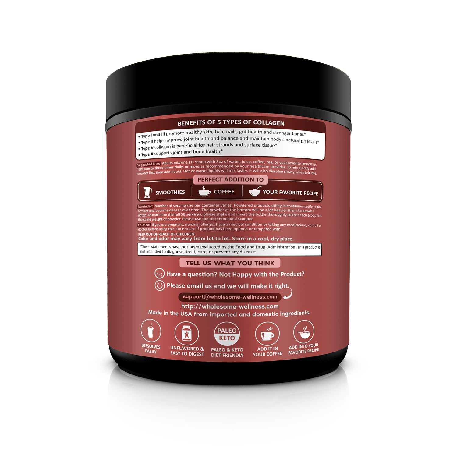 Wholesome Wellness Multi-Collagen Powder 568g ingredient list