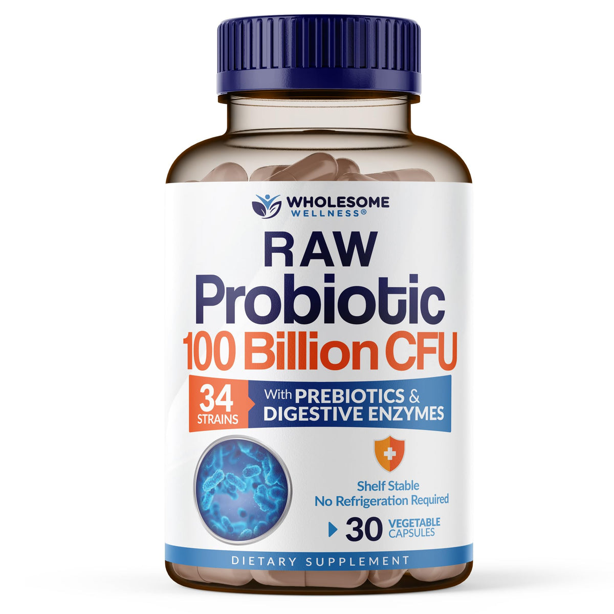Wholesome Wellness Probiotic Supplement bottle front view
