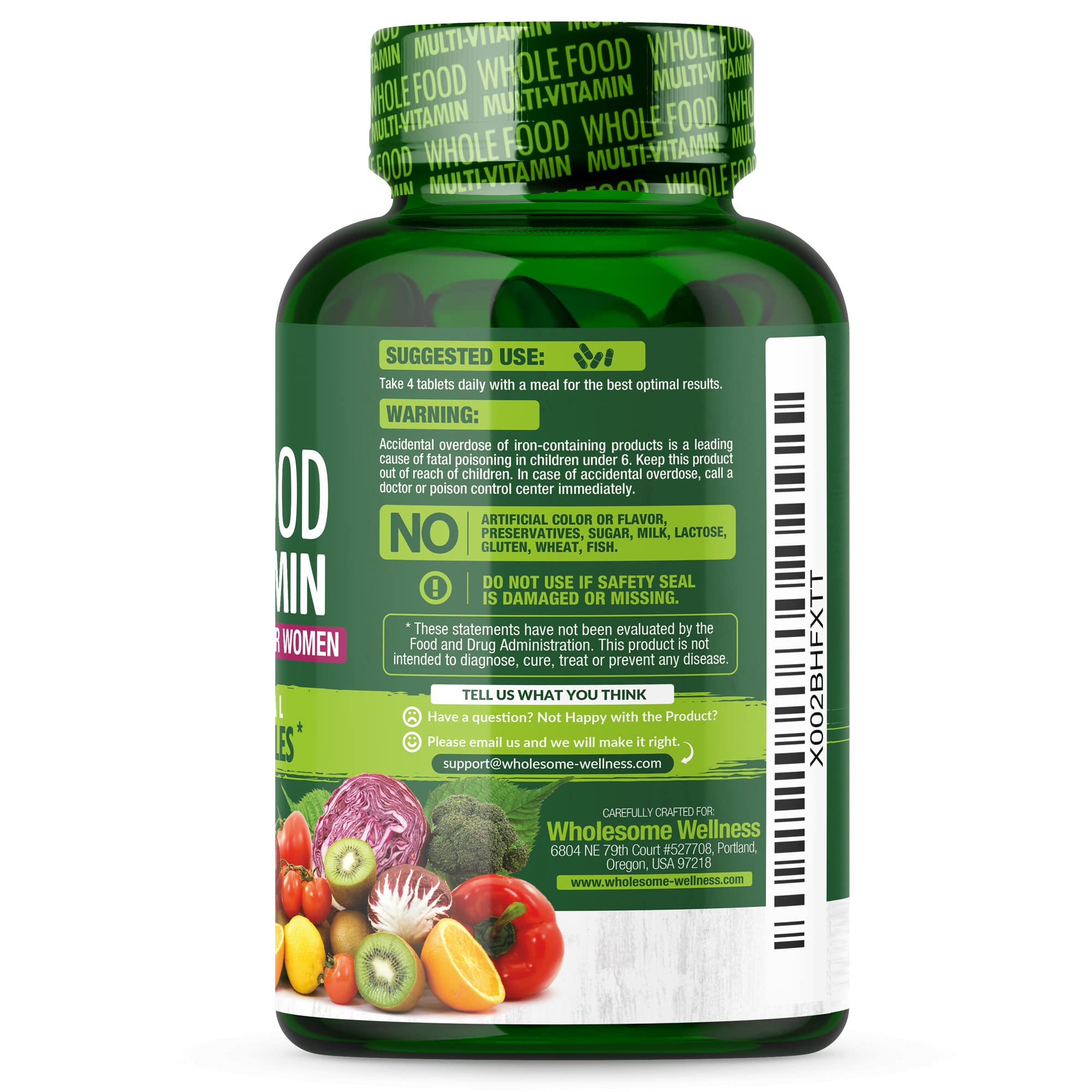 Wholesome Wellness Women's Whole Food Multivitamin with fruits and vegetables