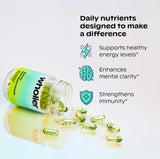 wholier Multi for Plant-Based People capsules on a wooden surface