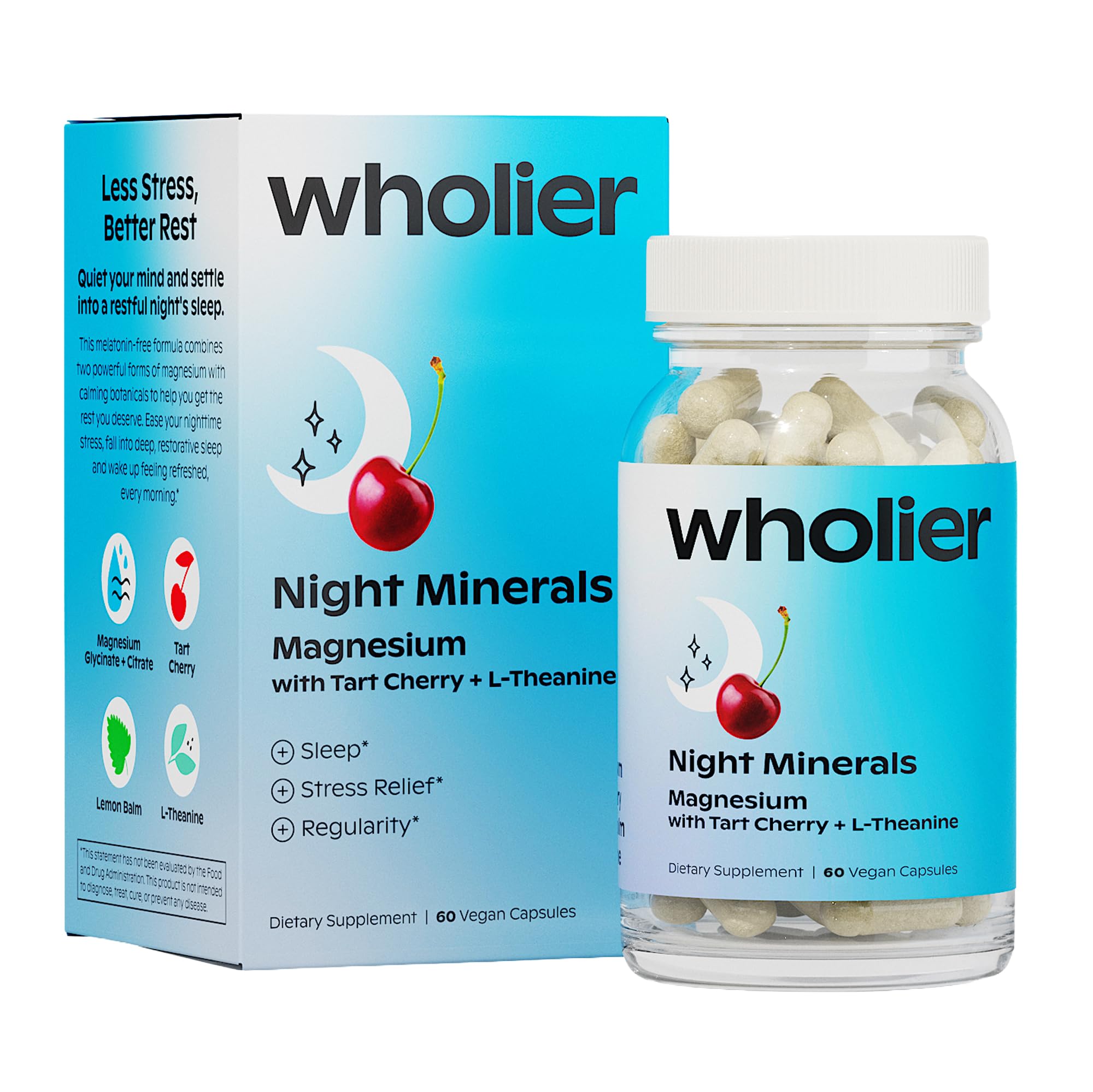 wholier Night Minerals magnesium supplement bottle front view