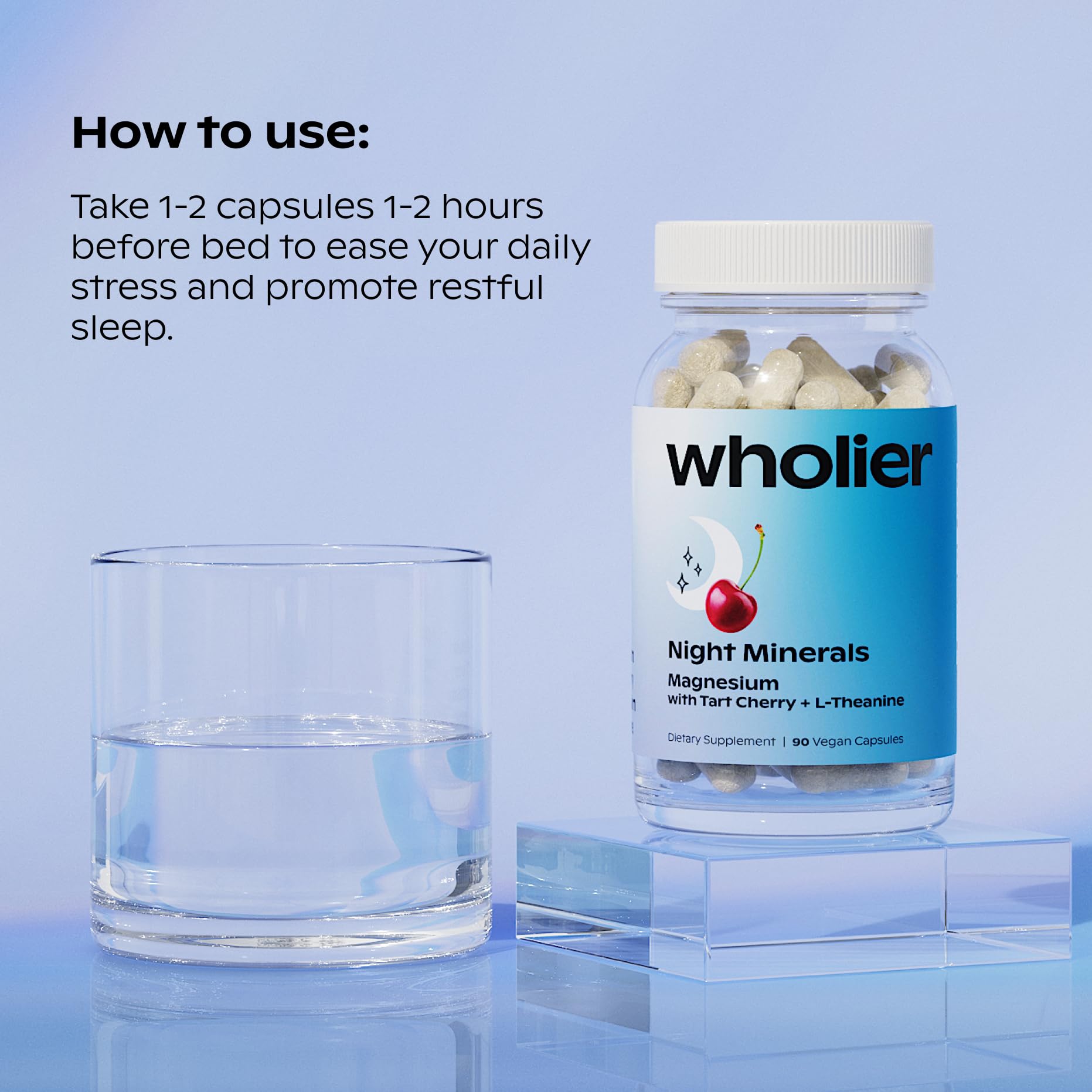 wholier Night Minerals magnesium supplement bottle side view