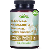 Why Not Natural 4-in-1 Organic Black Maca Root Ashwagandha Capsules front view