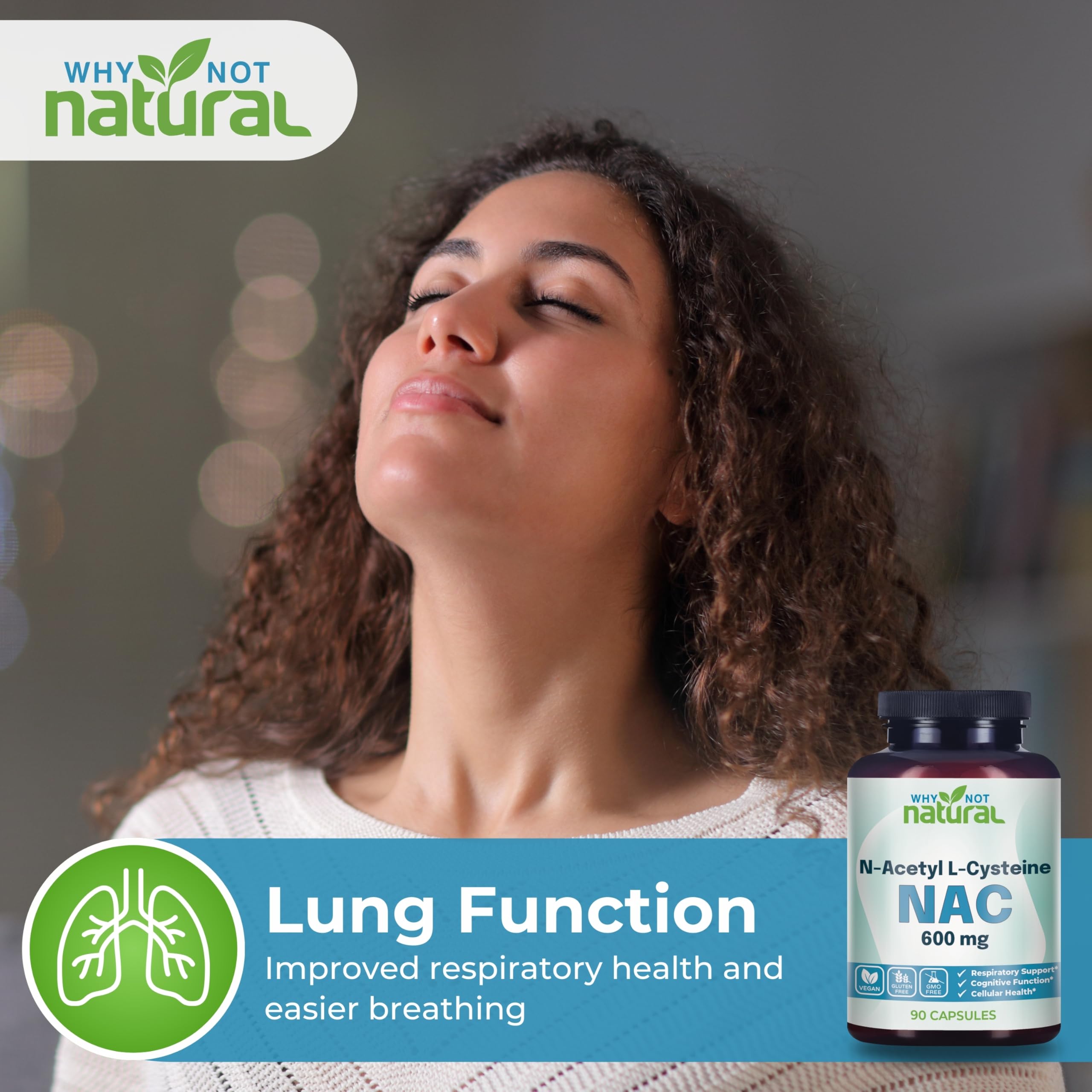 Why Not Natural Acetyl-L-Carnitine 600mg Capsules on a wooden table