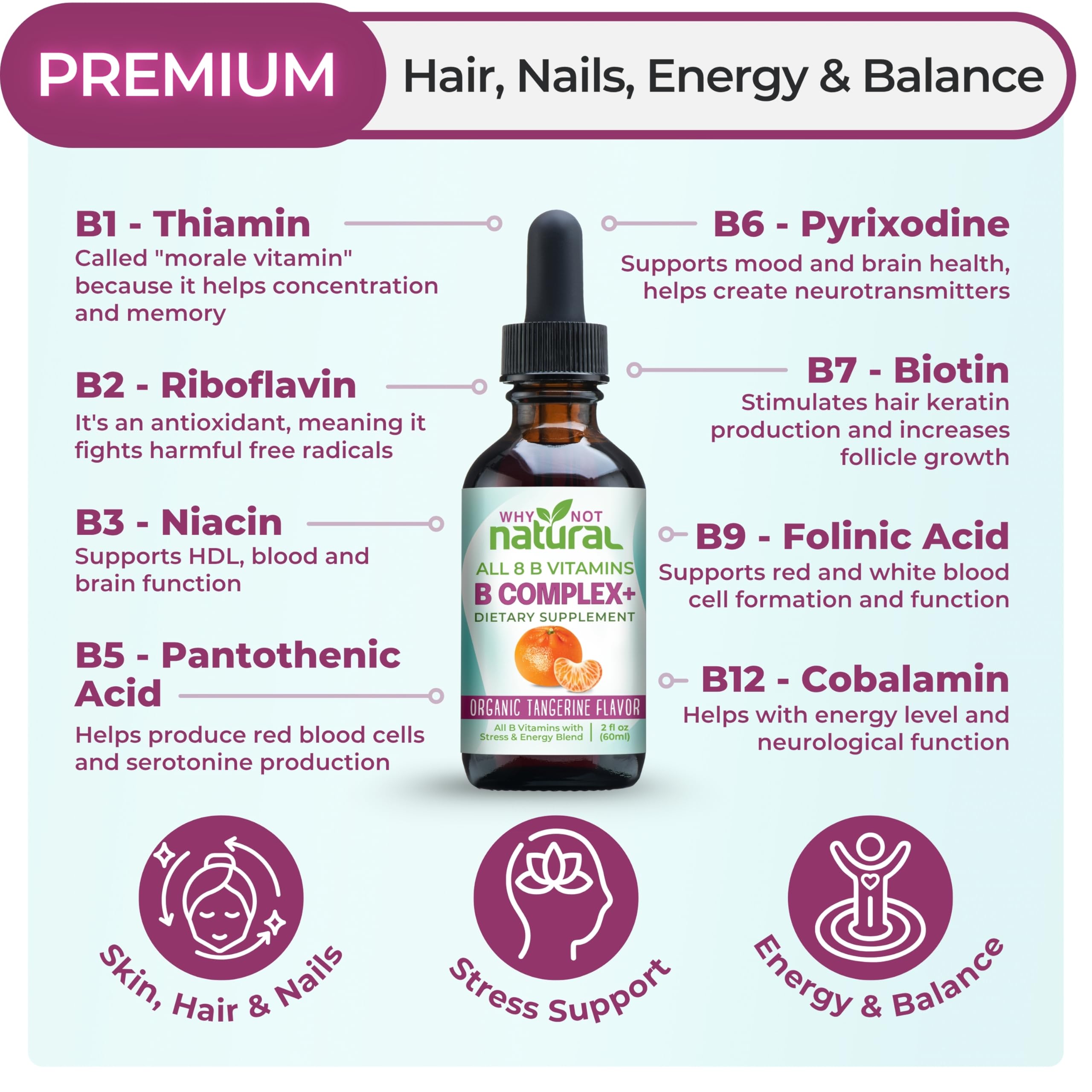 Why Not Natural B-Complex Liquid Supplement 141g bottle side view