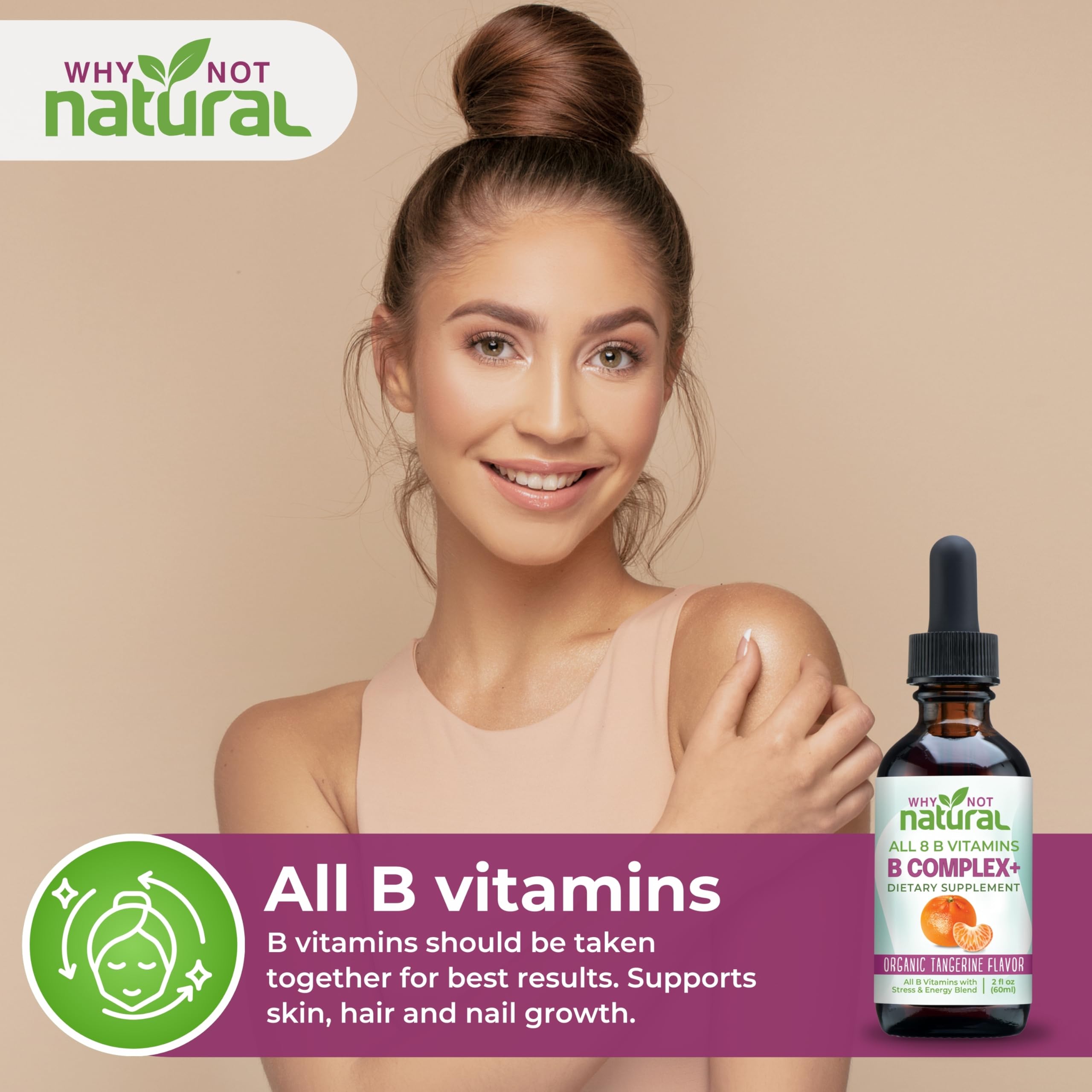 Why Not Natural B-Complex Liquid Supplement 141g on a kitchen counter