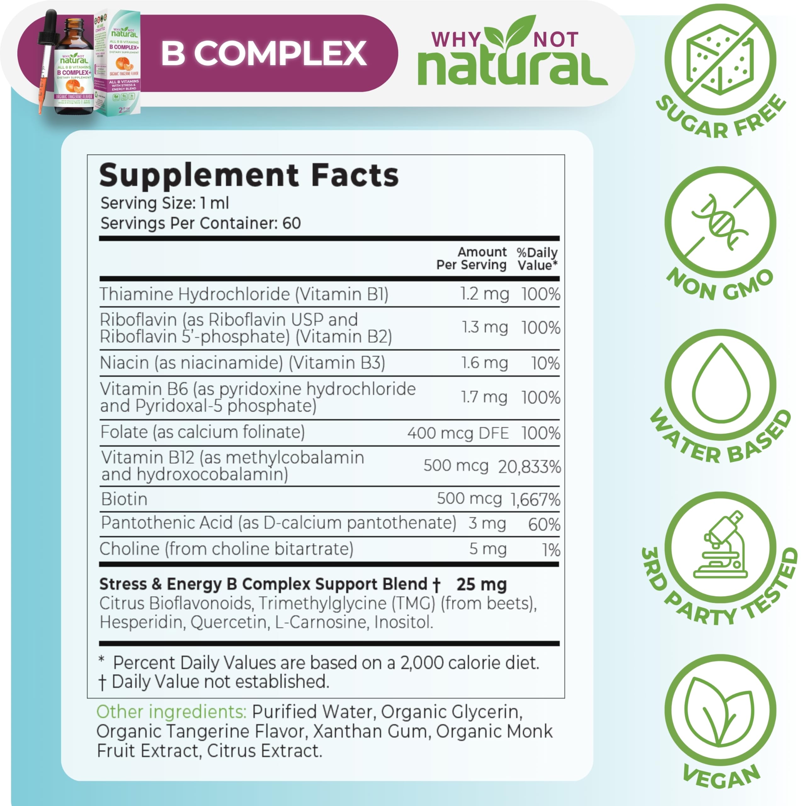 Why Not Natural B-Complex Liquid Supplement 141g pouring into a spoon