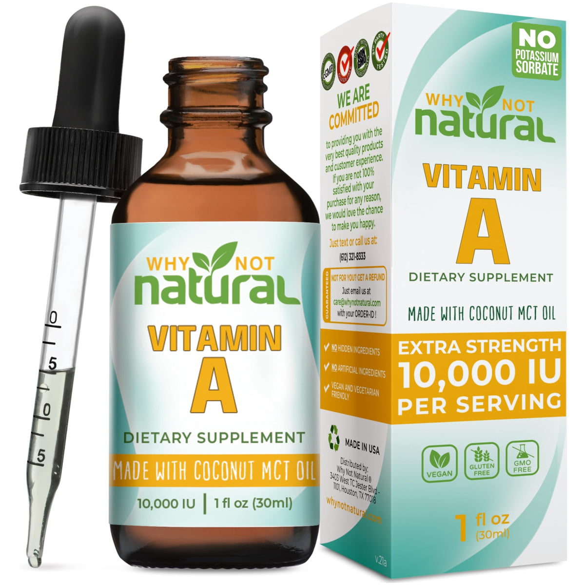 Why Not Natural Liquid Vitamin A Drops 10000 IU front view