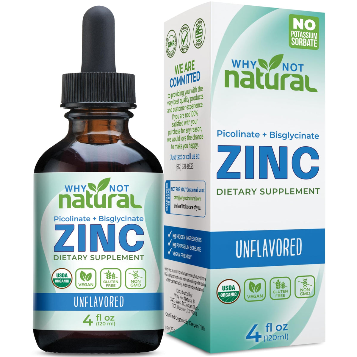 Why Not Natural Liquid Zinc Supplement 338mg front view