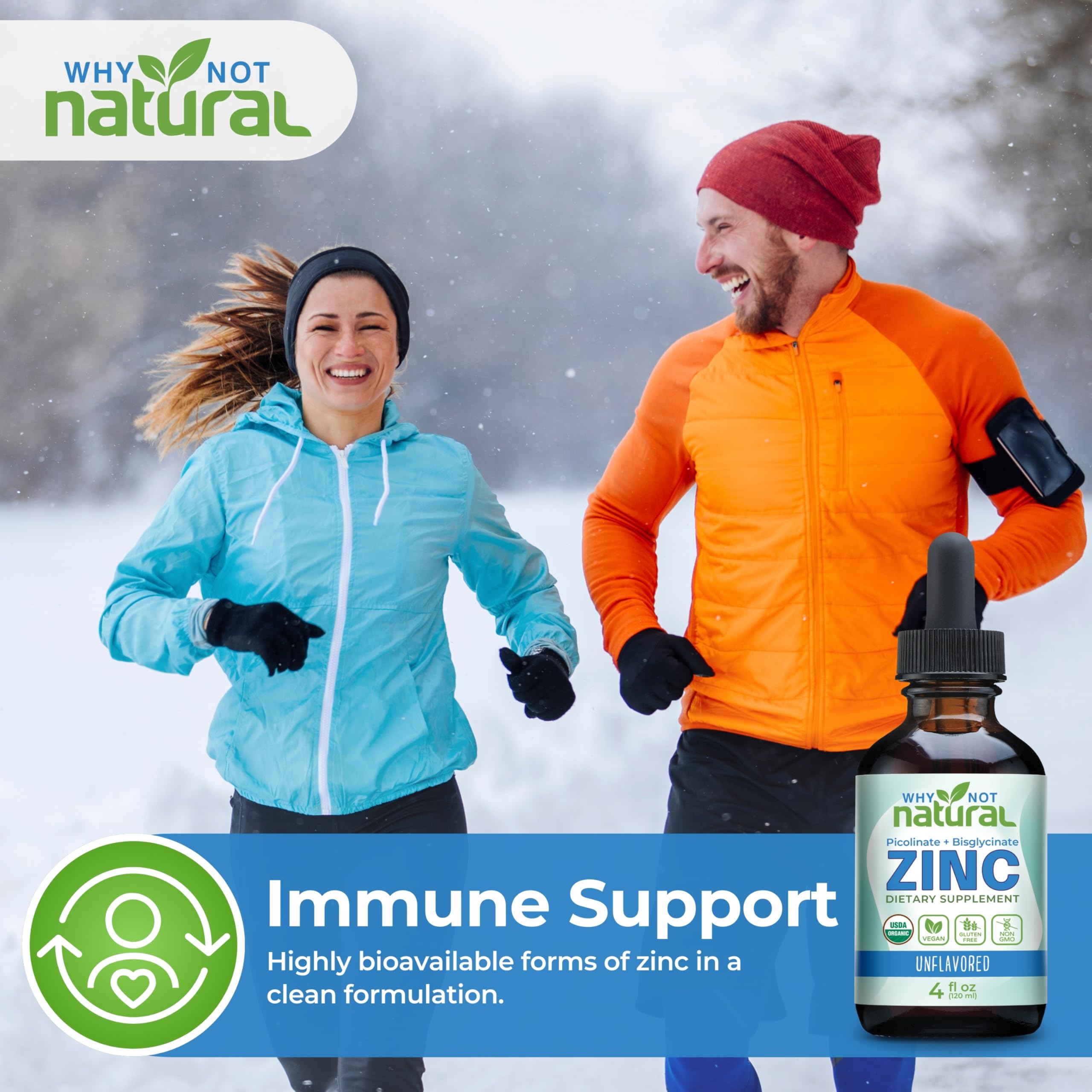 Why Not Natural Liquid Zinc Supplement 338mg side view