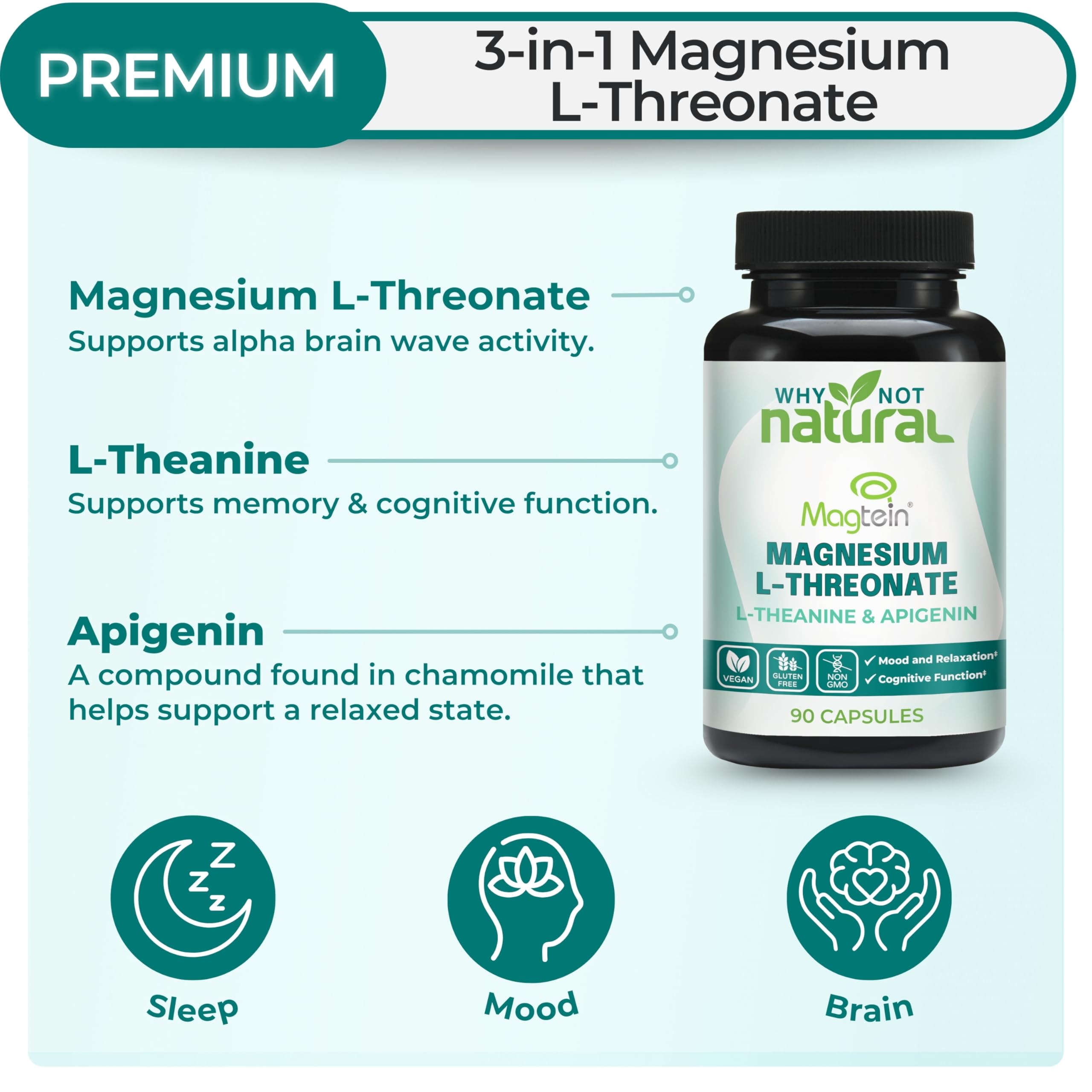 Why Not Natural Magnesium L-Threonate 70g side view