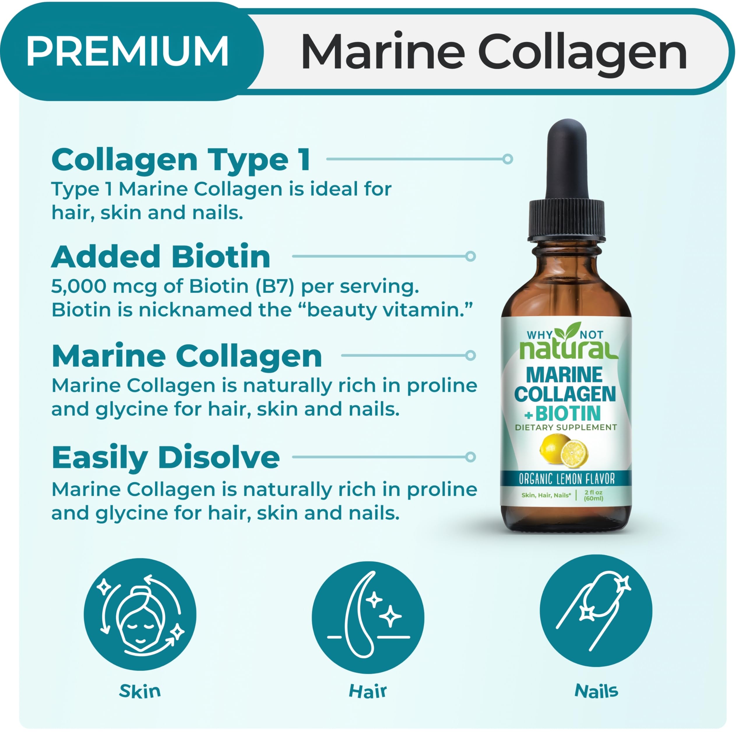 Why Not Natural Marine Collagen Liquid 141g back view