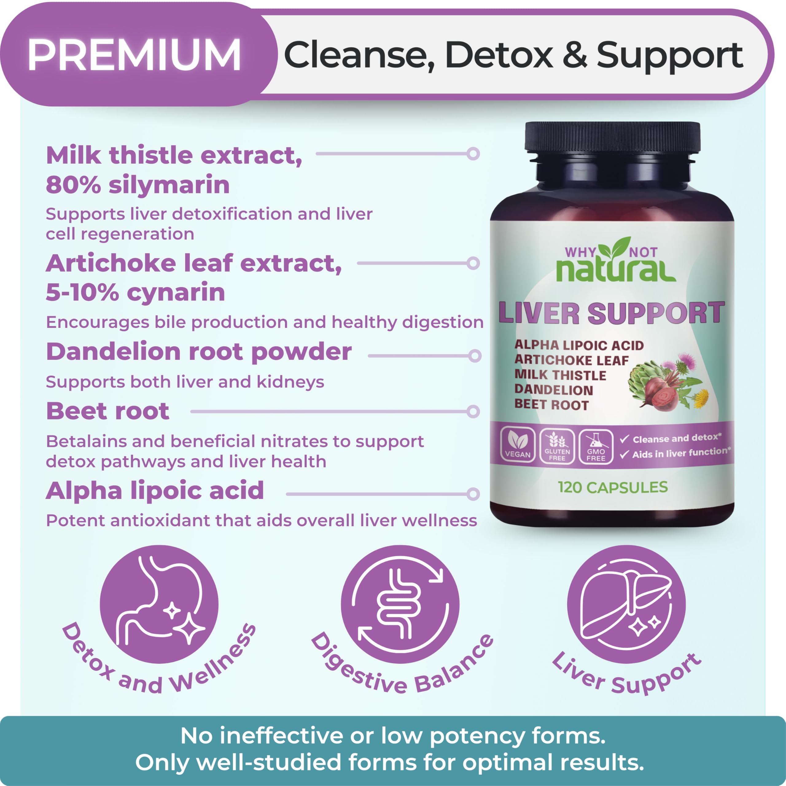 Why Not Natural Milk Thistle Liver Support Complex side view