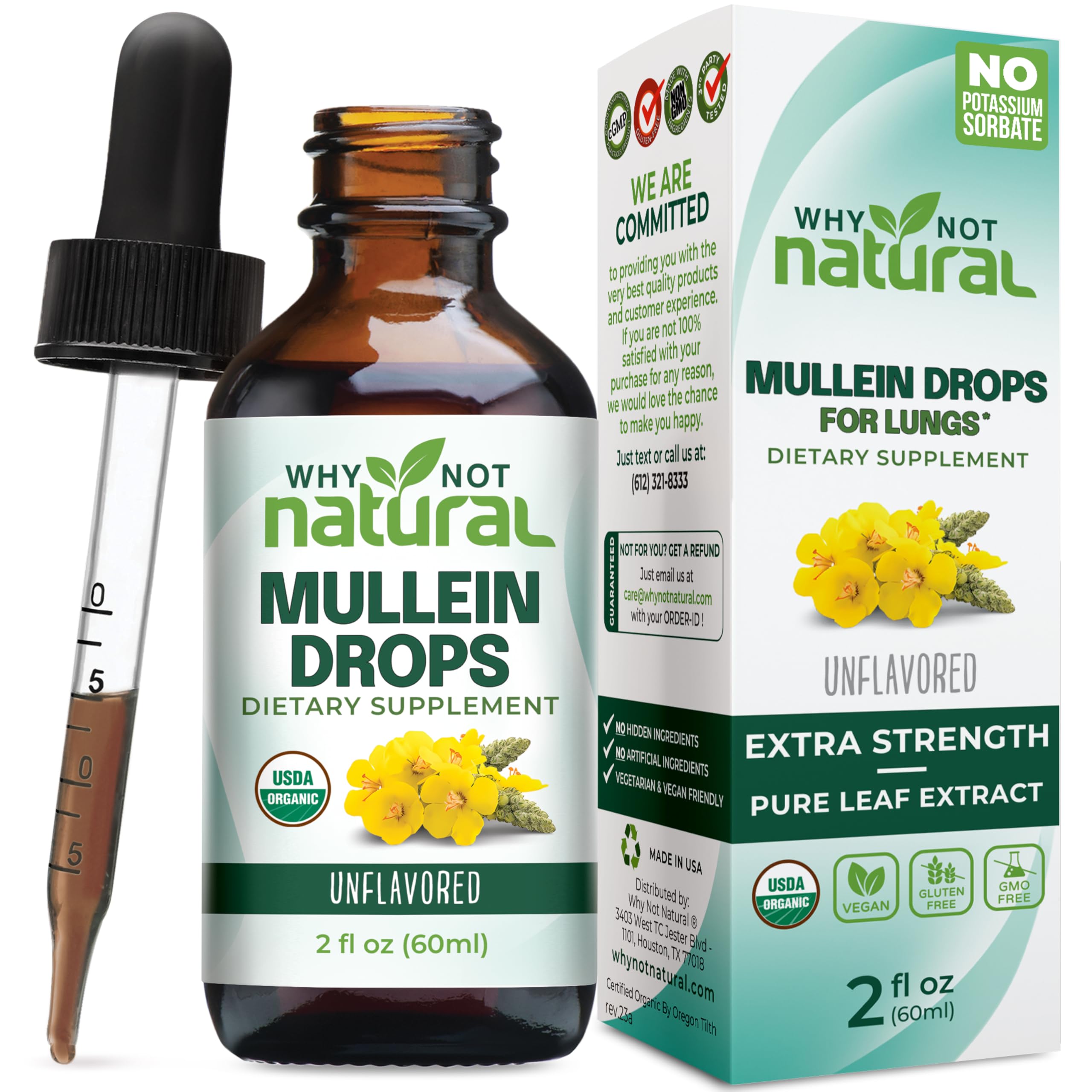 Why Not Natural Mullein Leaf Tincture front view with label