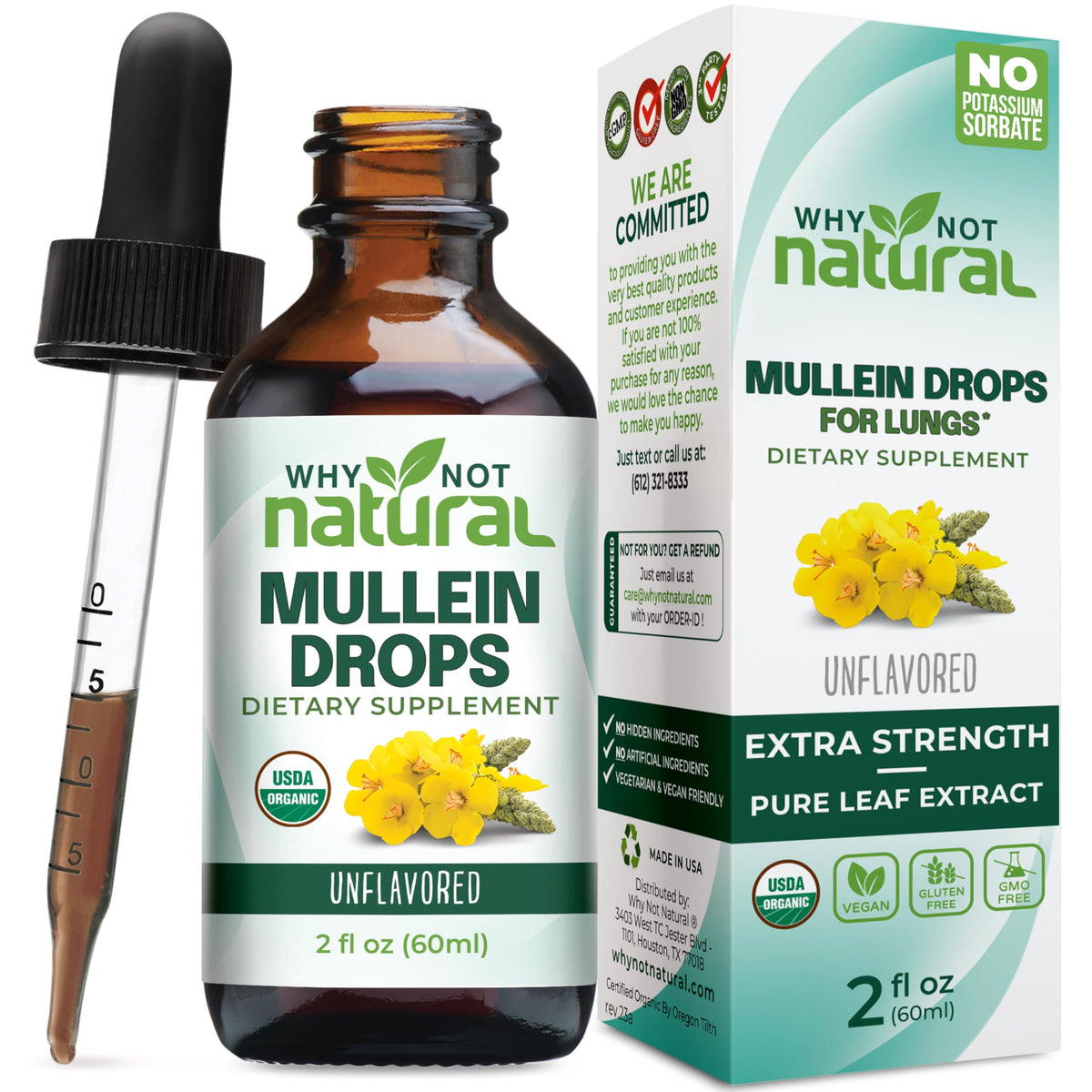 Why Not Natural Mullein Leaf Tincture front view with label