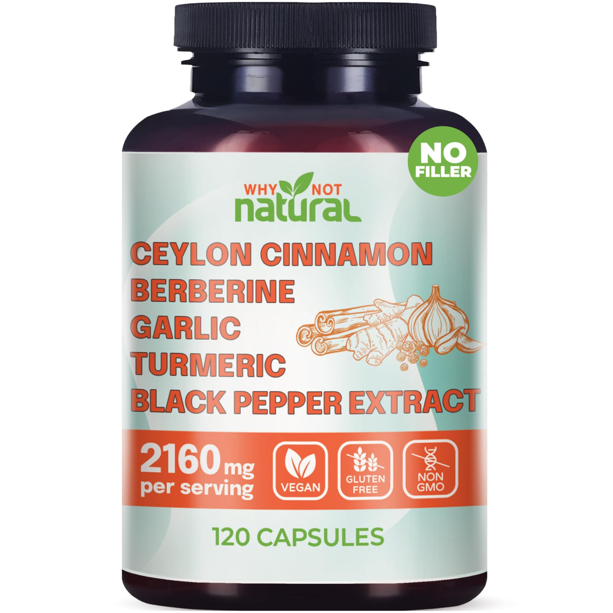 Why Not Natural Organic Ceylon Cinnamon Capsules front view