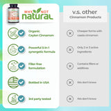 Why Not Natural Organic Ceylon Cinnamon Capsules on a wooden table