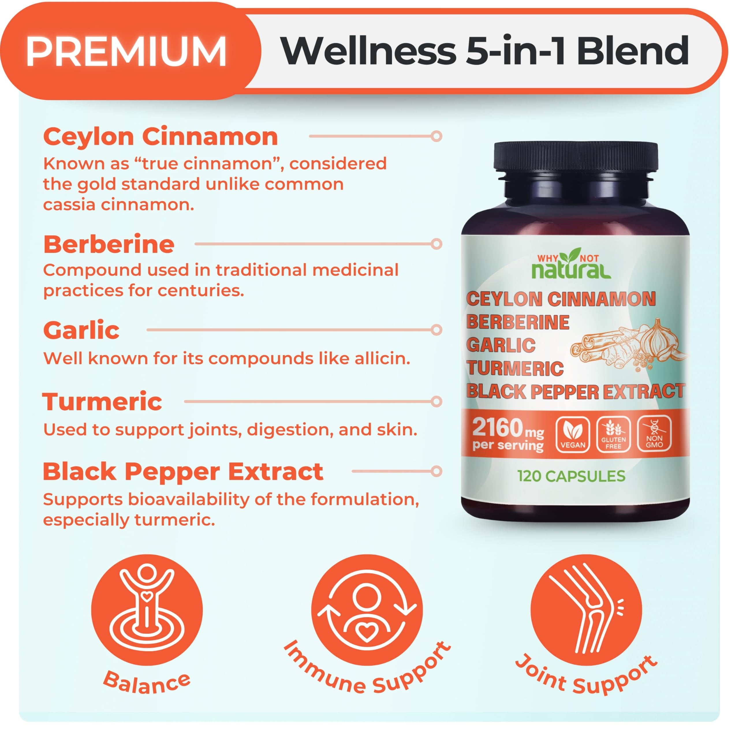 Why Not Natural Organic Ceylon Cinnamon Capsules side view