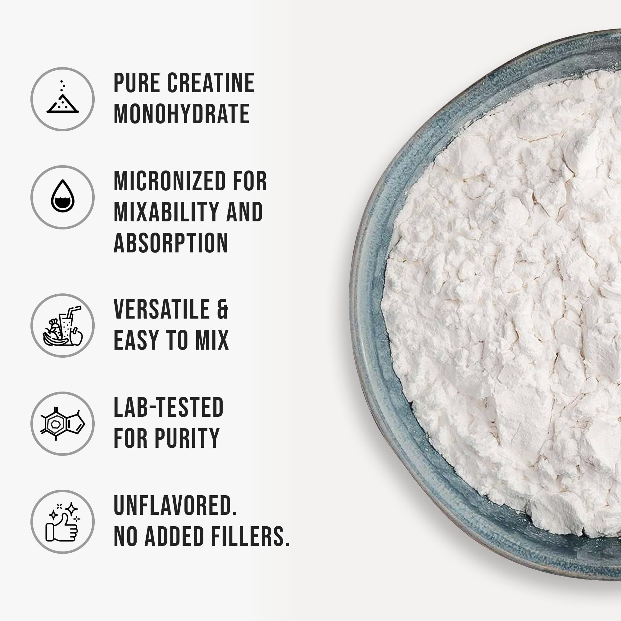 WHYZ Creatine Monohydrate Powder 1089g side view showing resealable pouch