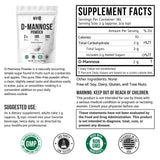 WHYZ D-Mannose Powder 381g back view with nutritional information