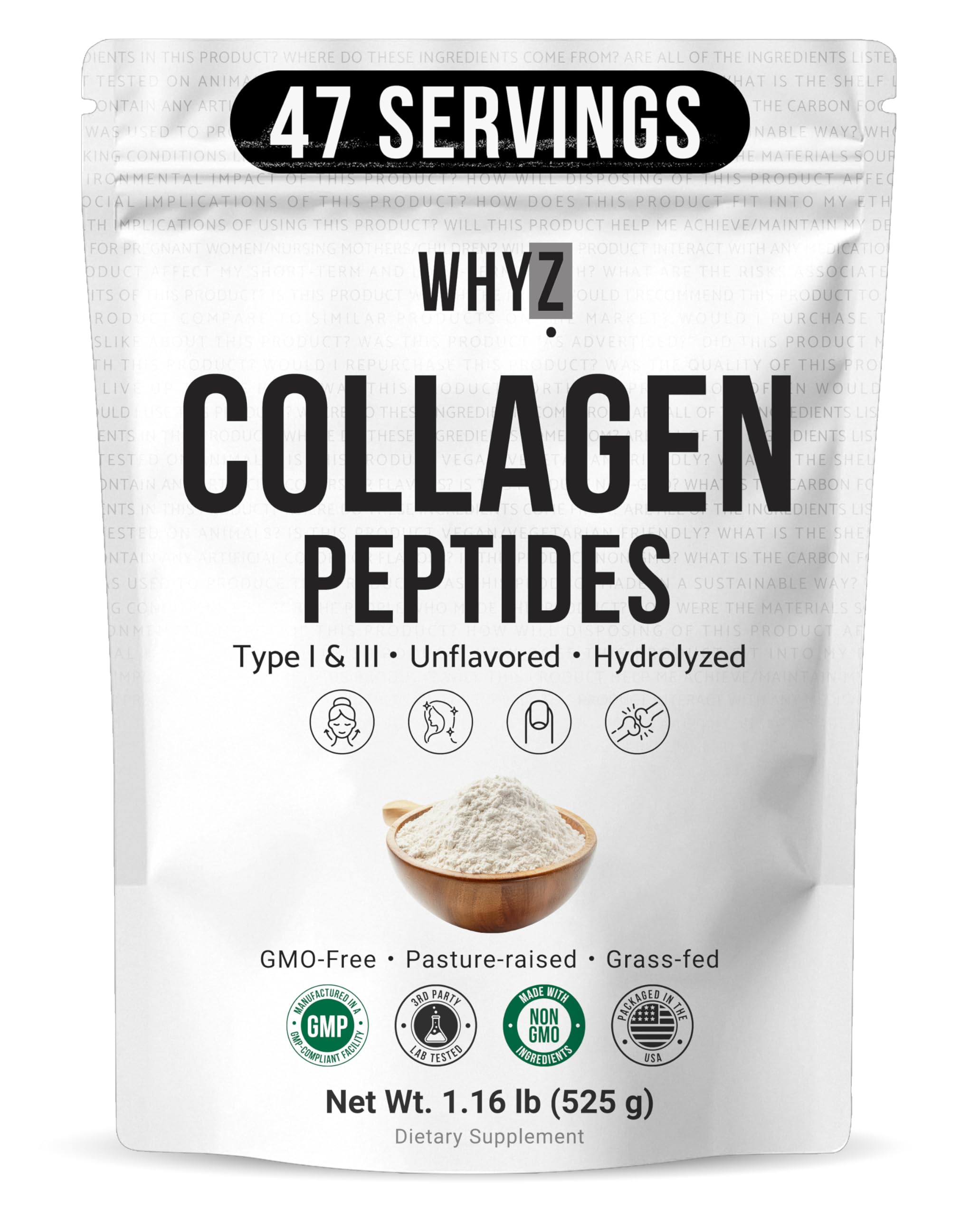 WHYZ Hydrolyzed Grass-Fed Collagen Powder 540g front view