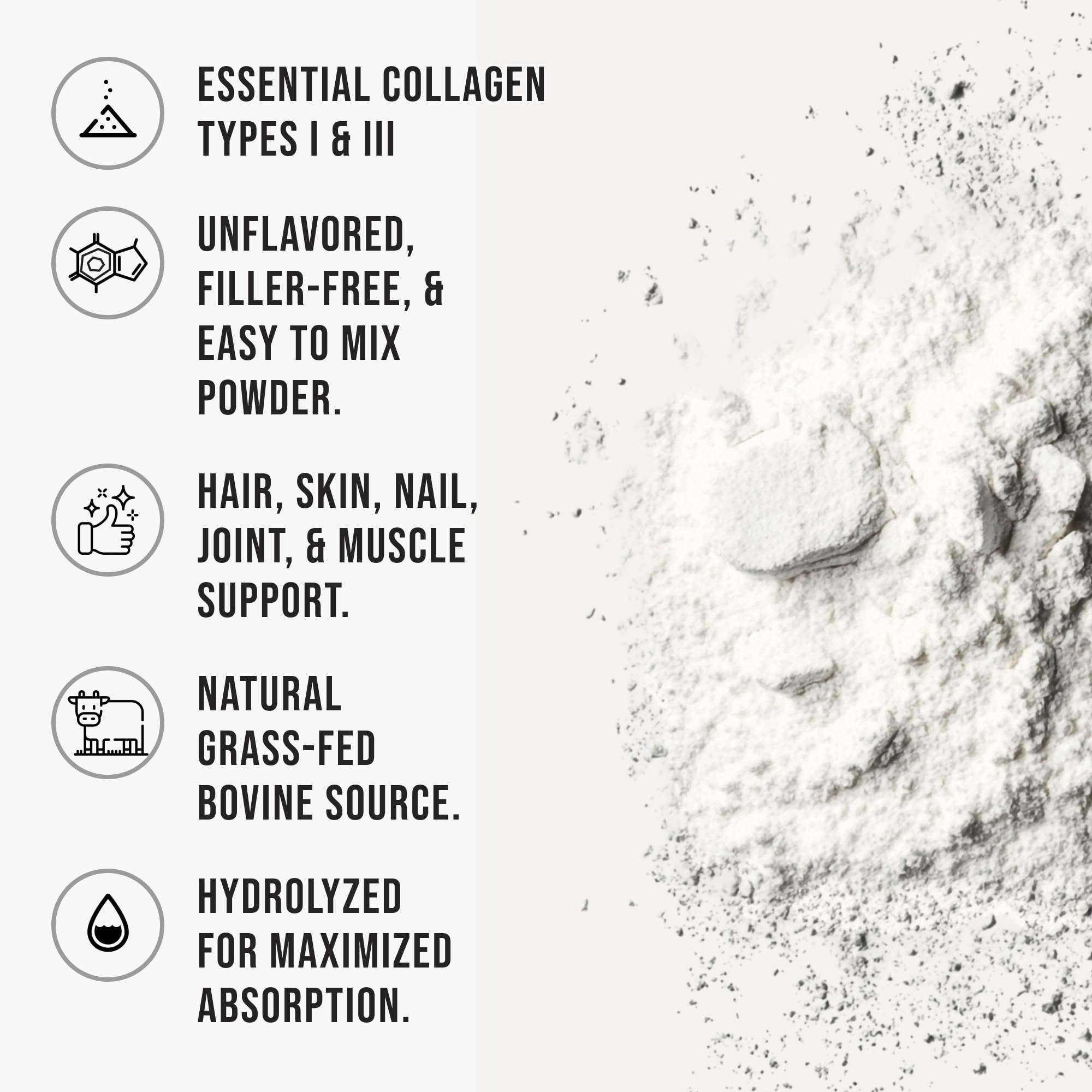 WHYZ Hydrolyzed Grass-Fed Collagen Powder 540g scoop