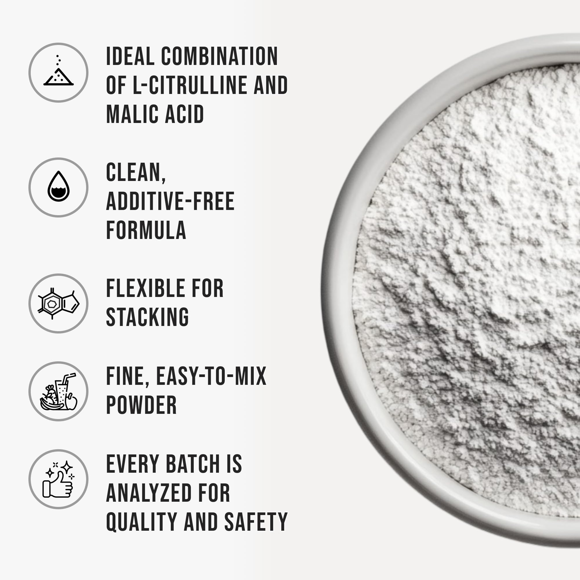 WHYZ L-Citrulline Malate Powder 524g fine texture close-up