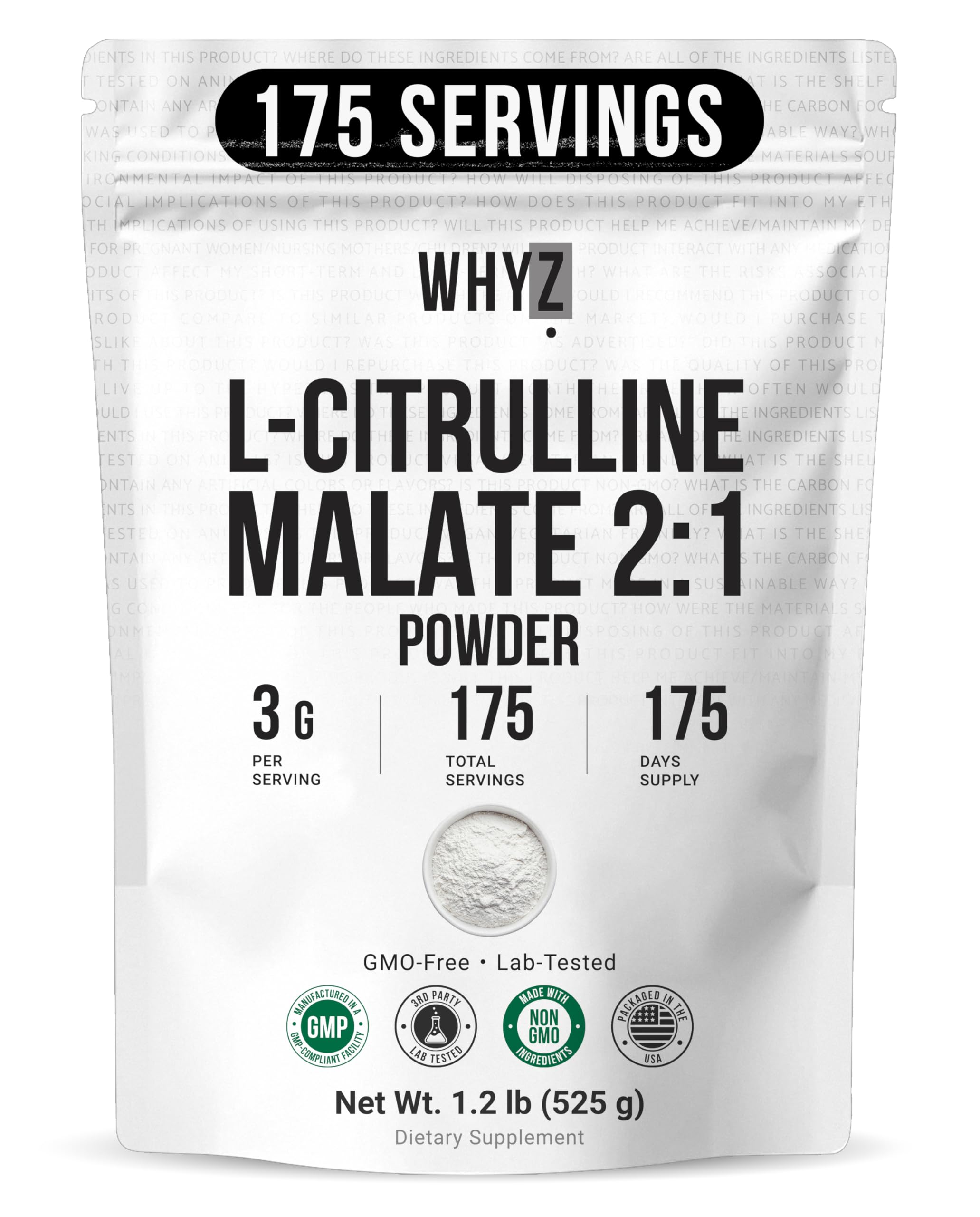 WHYZ L-Citrulline Malate Powder 524g front view