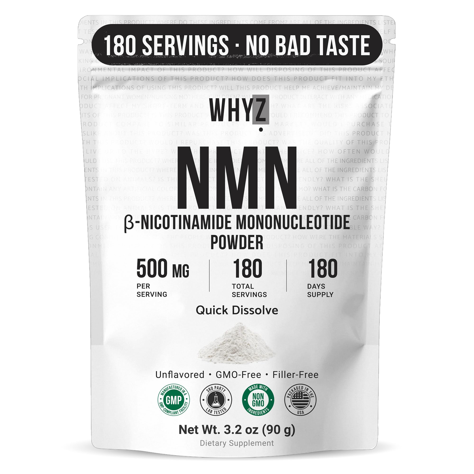 WHYZ Nicotinamide Mononucleotide NMN Powder 100g front view