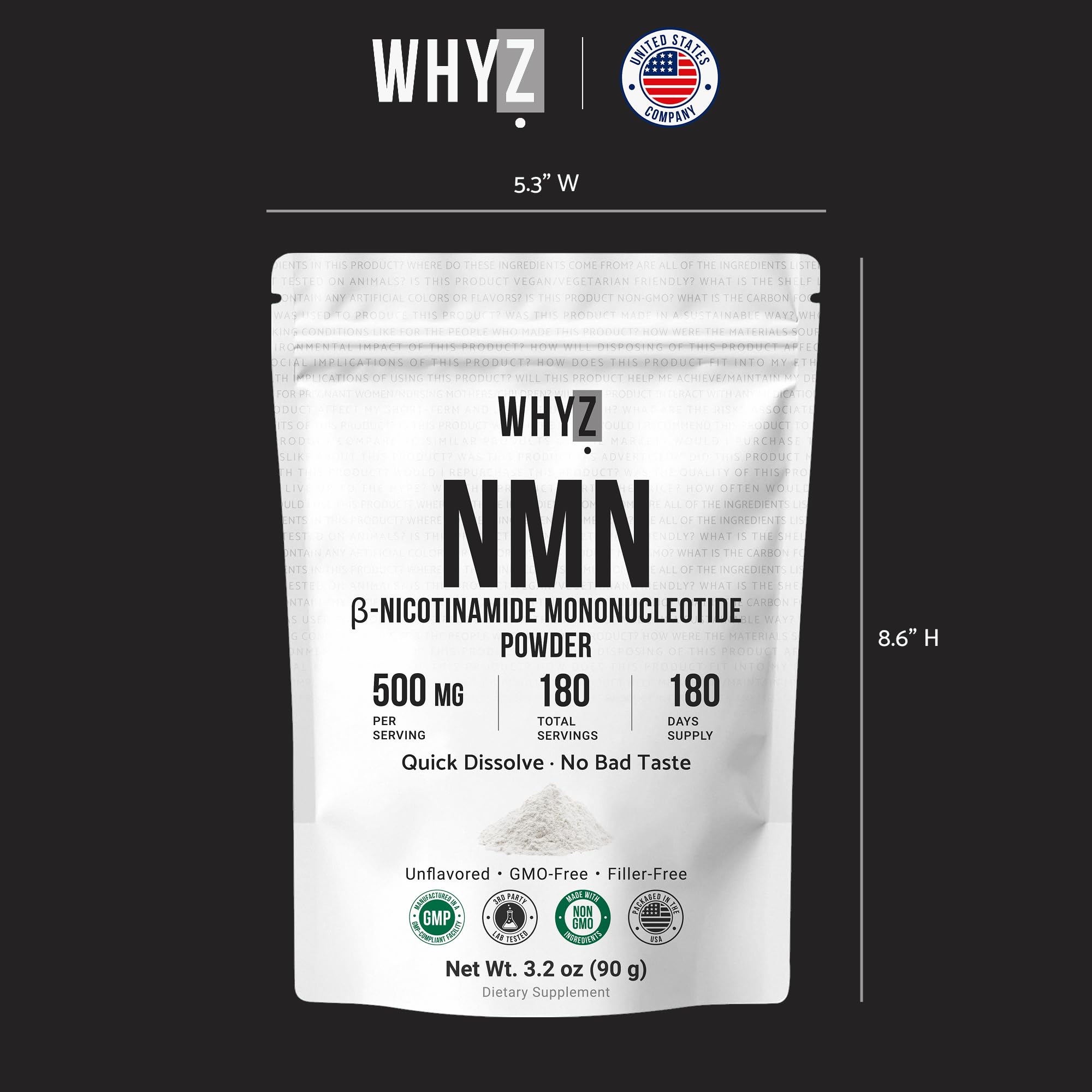 WHYZ NMN Powder displayed on a kitchen counter