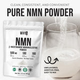 WHYZ NMN Powder in a glass of water