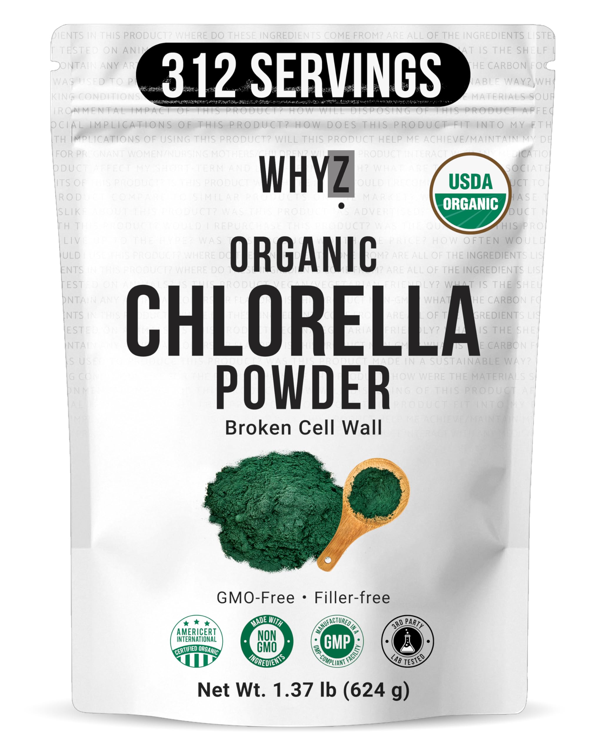 WHYZ Organic Chlorella Powder 640g front view
