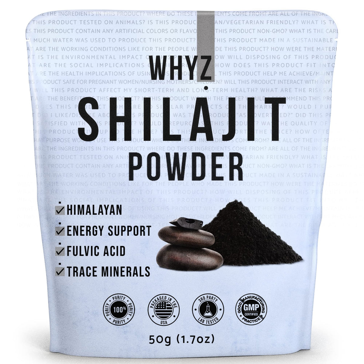 WHYZ Shilajit Powder 100% Pure 59g front view