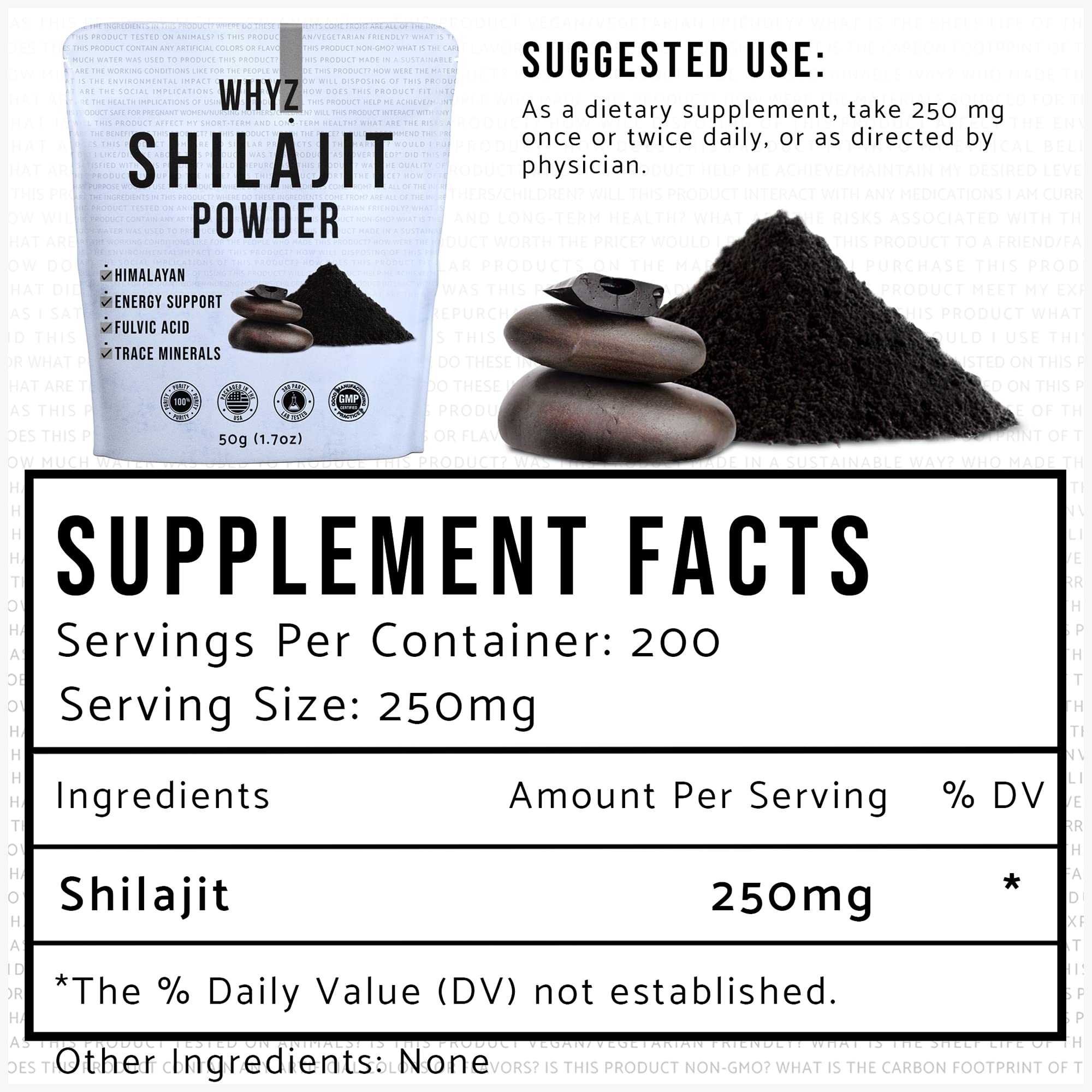 WHYZ Shilajit Powder packaging and label