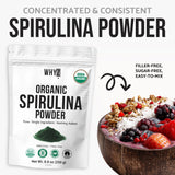 WHYZ Spirulina Organic Superfood Powder 240g in a smoothie