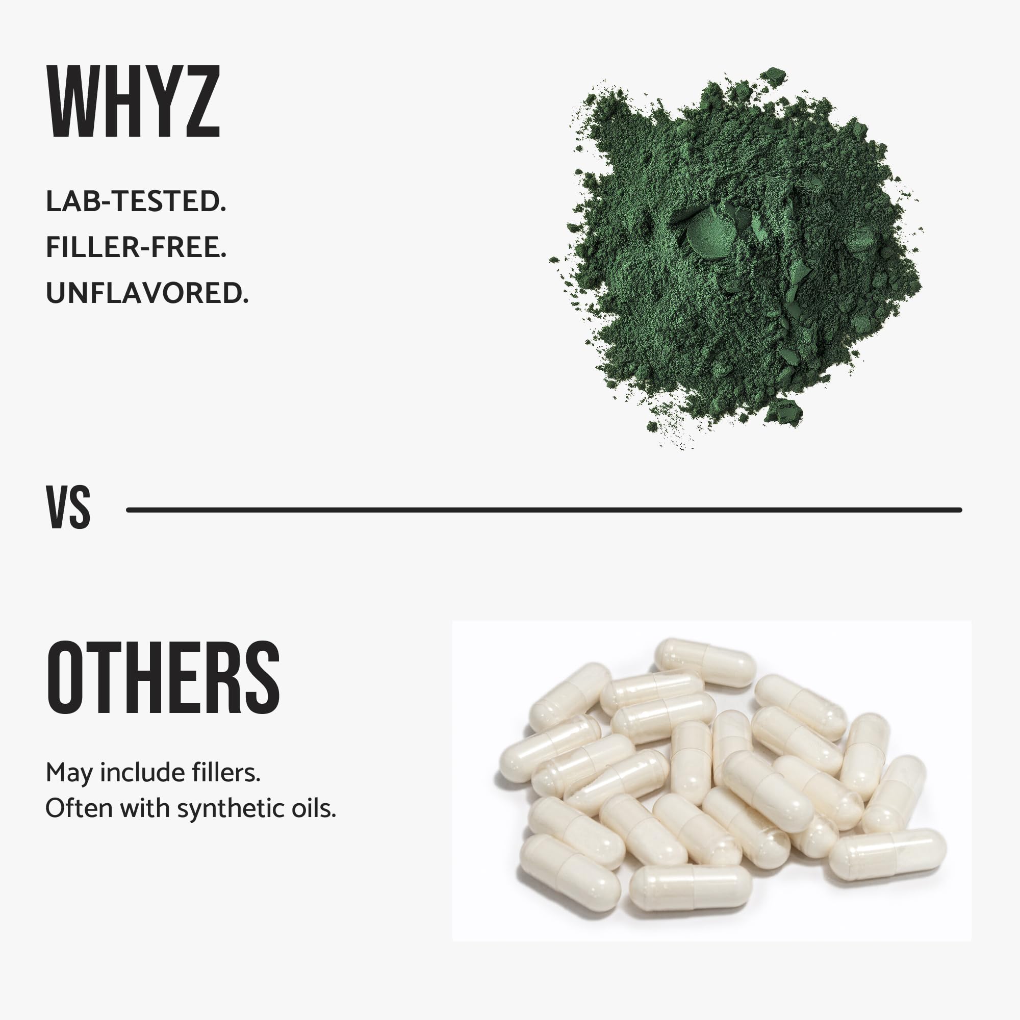 WHYZ Spirulina Organic Superfood Powder 240g mixed in juice