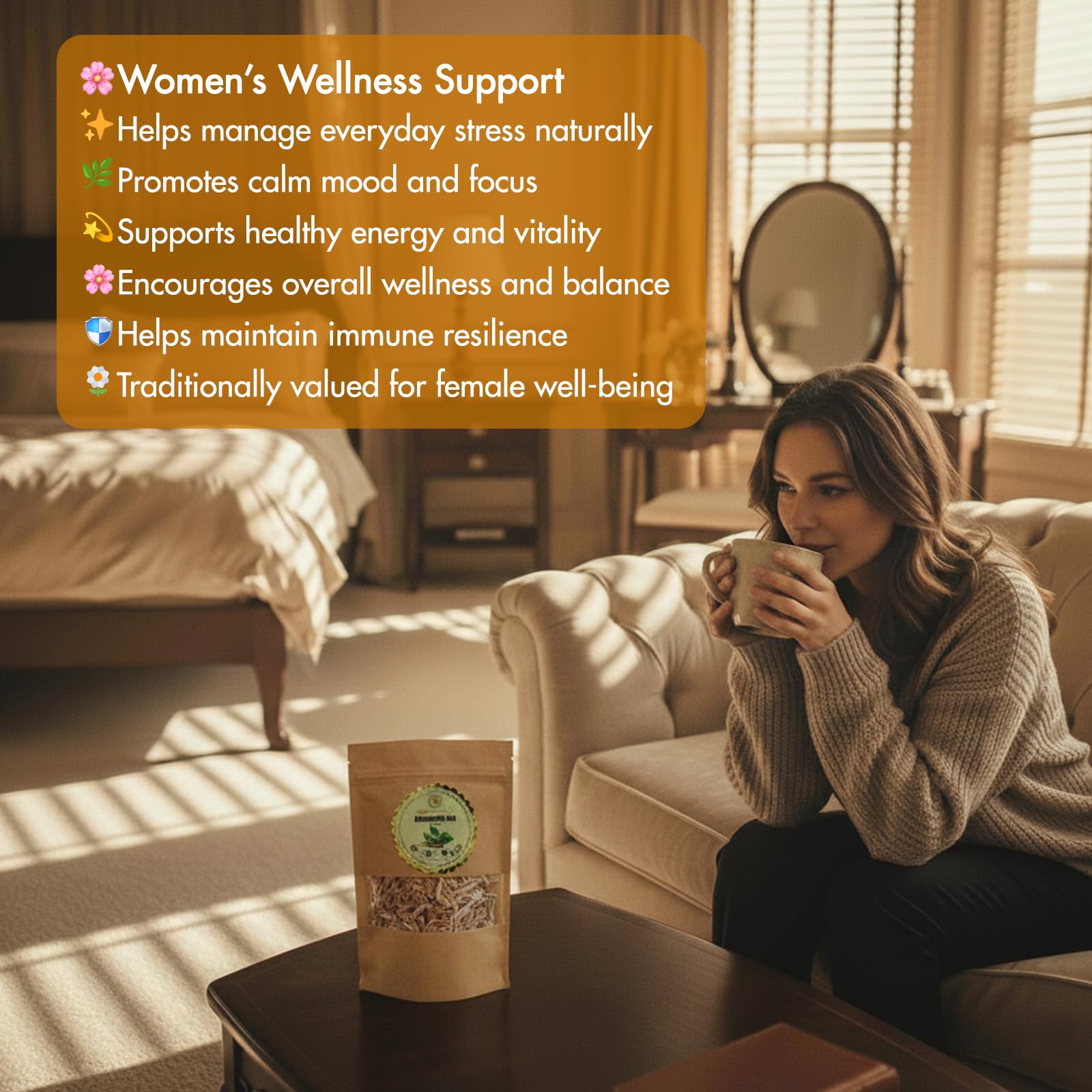 wid Pure Ashwagandha Dried Root 118g in herbal tea preparation