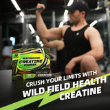 WILD FIELD HEALTH Micronized Creatine Monohydrate lifestyle scene with gym equipment