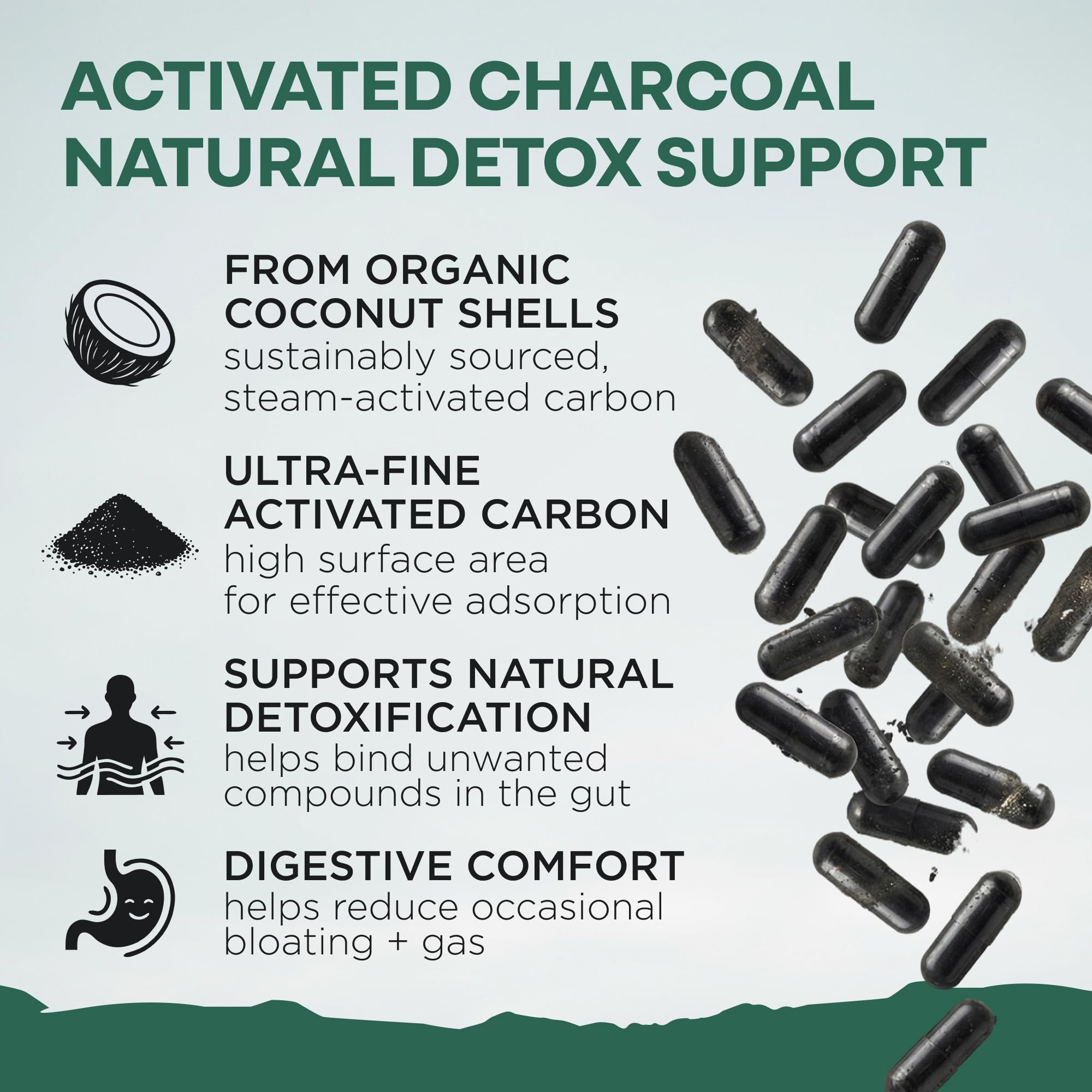 Wild Foods Activated Charcoal Capsules side view