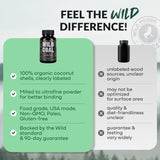 Wild Foods Activated Charcoal Capsules with a measuring spoon