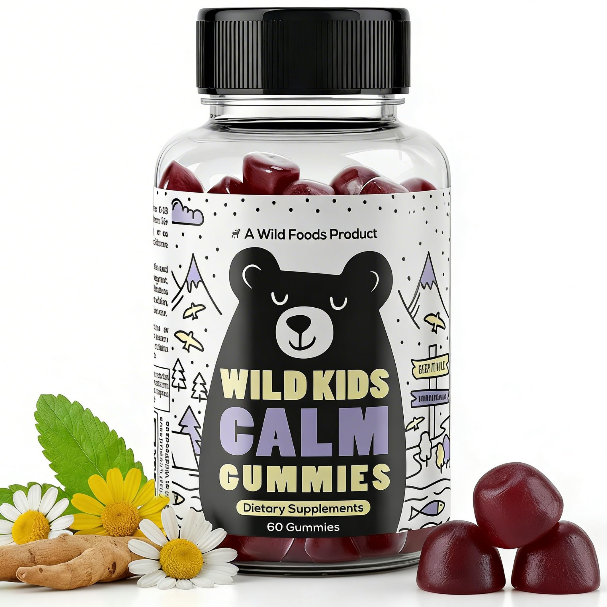 Wild Foods Calming Gummies for Kids front view packaging