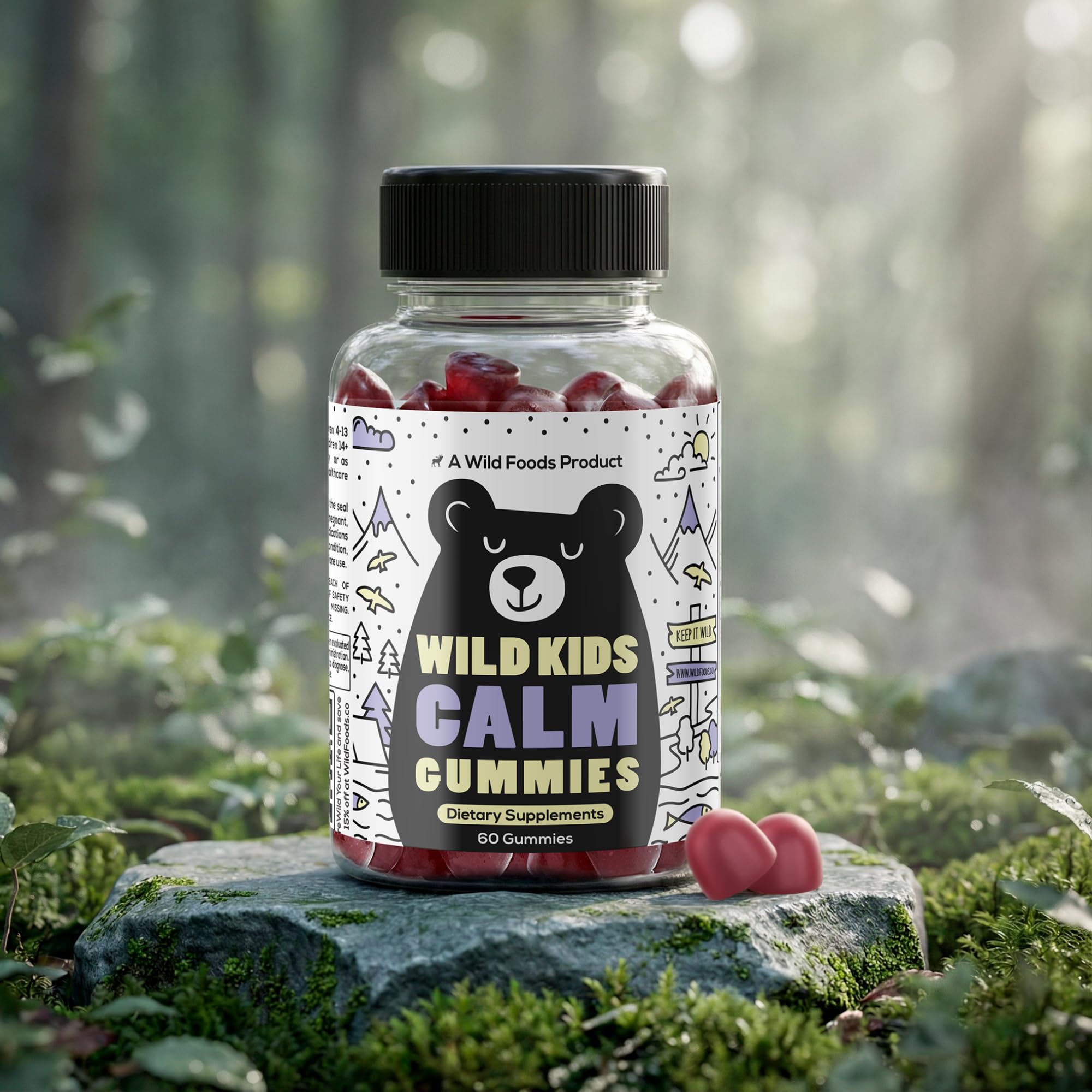 Wild Foods Calming Gummies for Kids gummies in a bowl