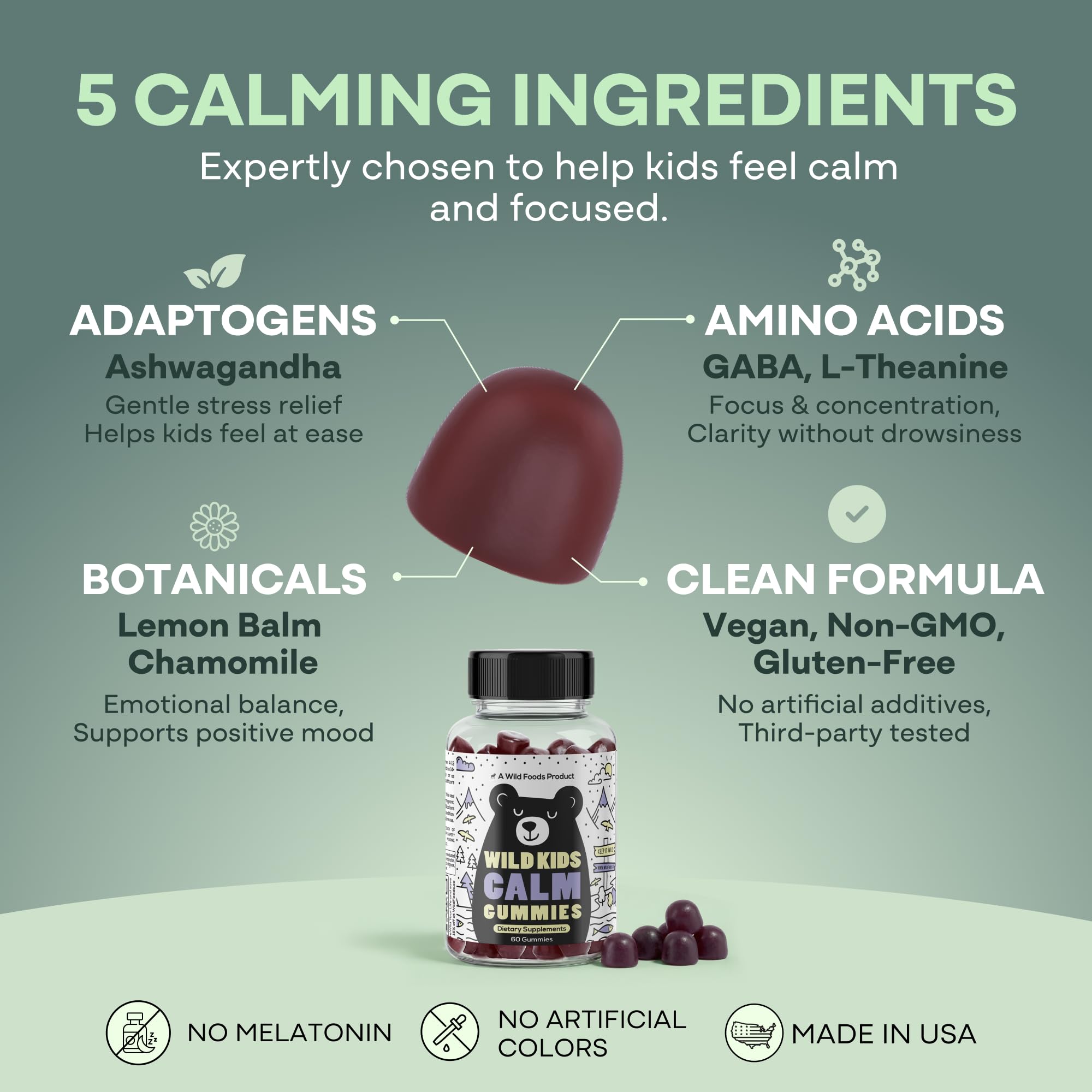 Wild Foods Calming Gummies for Kids ingredients list