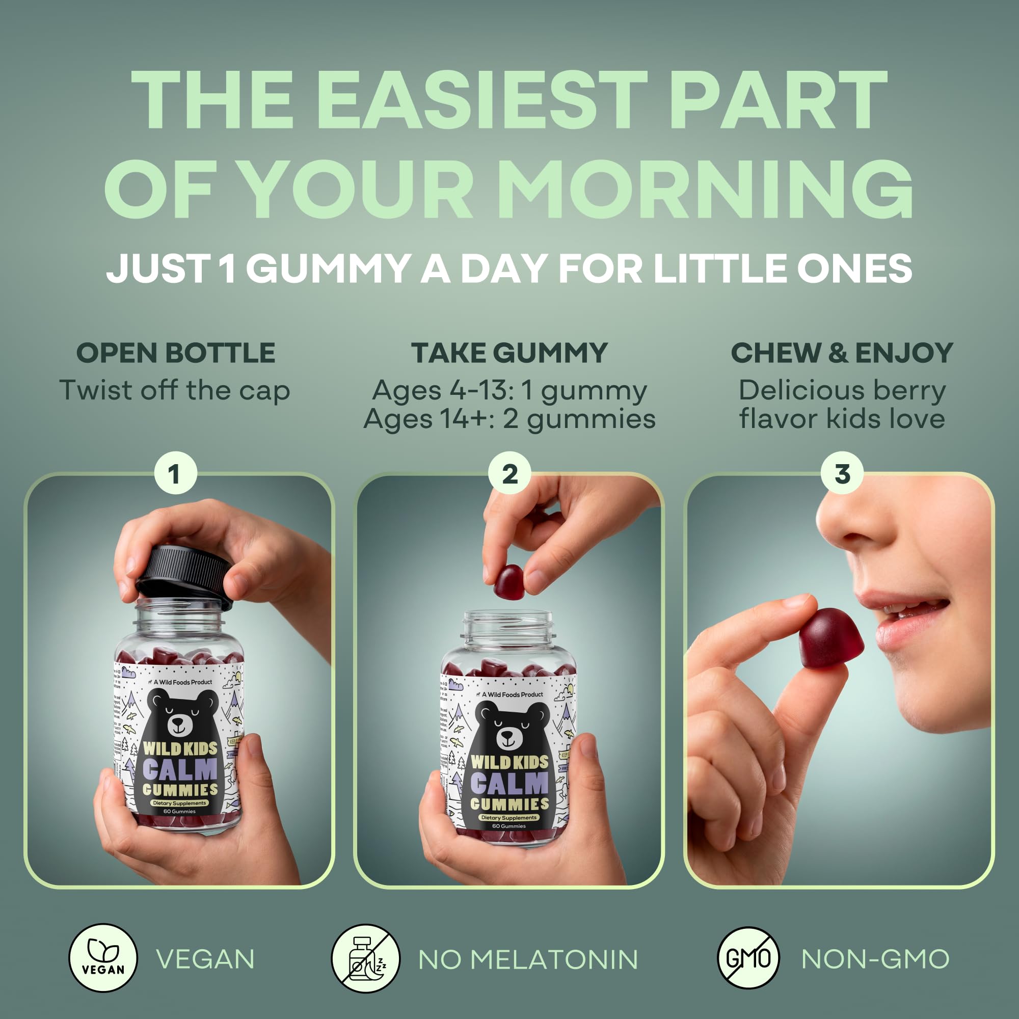Wild Foods Calming Gummies for Kids side view packaging